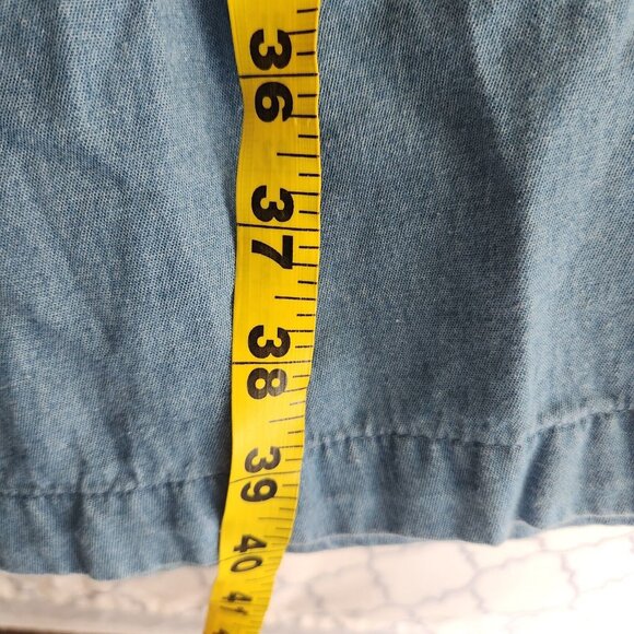 Go Softly Patio Denim House Muumuu Dress Zipper Small Embroidery Short Sleeves - Picture 8 of 12